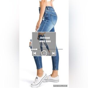 Distressed Blue Skinny Jeans